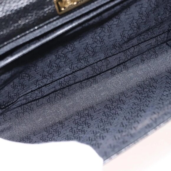 Authentic SAINT LAURENT Clutch Bag Leather Black Gold bst339-121825 - Picture 15 of 16